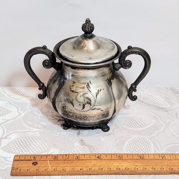 Set Of 4×silver plated sugar and creamer set. By Van Bergh Rochester NY. - Picture 10 of 15